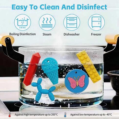 5 Pack Sensory Chew Necklaces for Aggressive Chewers - Silicone Chewelry for Autism, ADHD, SPD & Oral Motor Therapy - Cute Shapes Ice Cream, BPA-Free Textured Teething Necklaces for Kids & Toddlers in Kuwait