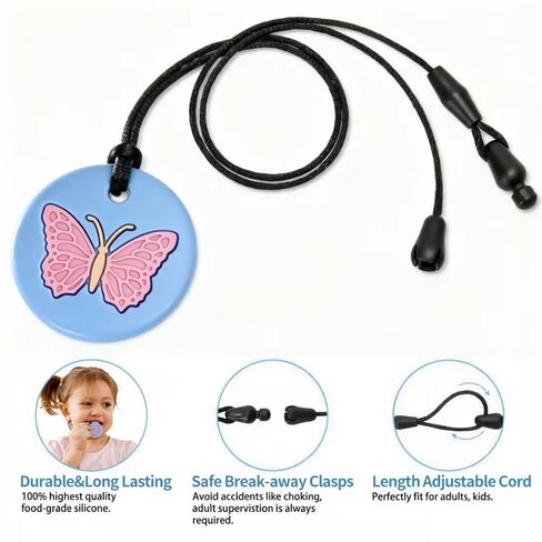 5 Pack Sensory Chew Necklaces for Aggressive Chewers - Silicone Chewelry for Autism, ADHD, SPD & Oral Motor Therapy - Cute Shapes Ice Cream, BPA-Free Textured Teething Necklaces for Kids & Toddlers in Kuwait