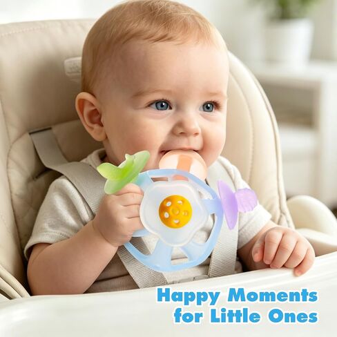 Baby Silicone Teether, Food-Grade Soft Silicone Teething and Sensory Toy, BPA-Free and Non-Toxic, Relieves Baby's Teething Discomfort, Featuring 4 Different Shapes of Teethers in Kuwait