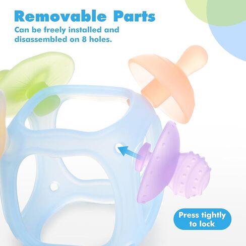 Baby Silicone Teether, Food-Grade Soft Silicone Teething and Sensory Toy, BPA-Free and Non-Toxic, Relieves Baby's Teething Discomfort, Featuring 4 Different Shapes of Teethers in Kuwait