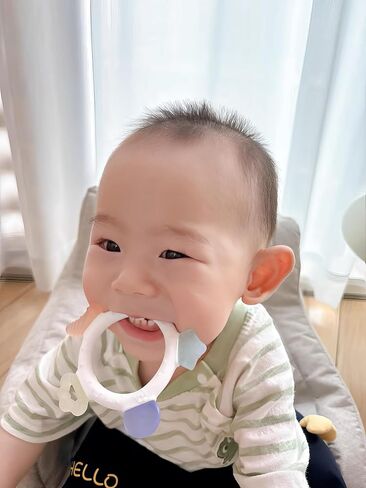 Baby Teething Ring Toys Frozen Silicone Teethers for Babies 0-6-12 Months, Sensory Teething Gums Chew Infant Toys, Boy Girl Baby Gift in Kuwait