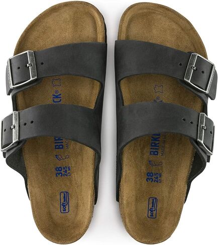 Birkenstock Unisex Arizona Black Oiled Leather Sandals - 9-9.5 B(M) US Women/7-7.5 D(M) US Men in Kuwait