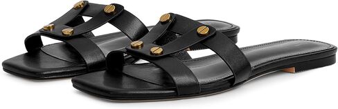 Wnshonzy Slide Sandals Flat for Women Slip on Slipper Square Toe Studded Sandal Summer Beach Fashion Dressy Casual Vintage Comfortable in Kuwait
