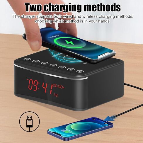 Hidden Camera Motion Activated/Stronger Night Vision/160°View Angle/HD 1080P,Indoor WiFi Camera with Bluetooth Speaker,Alarm Clock,Wireless/Wire Charger(2.4/5Ghz) in Kuwait