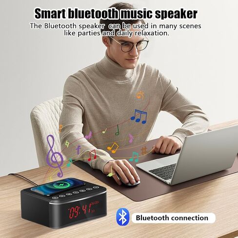 Hidden Camera Motion Activated/Stronger Night Vision/160°View Angle/HD 1080P,Indoor WiFi Camera with Bluetooth Speaker,Alarm Clock,Wireless/Wire Charger(2.4/5Ghz) in Kuwait