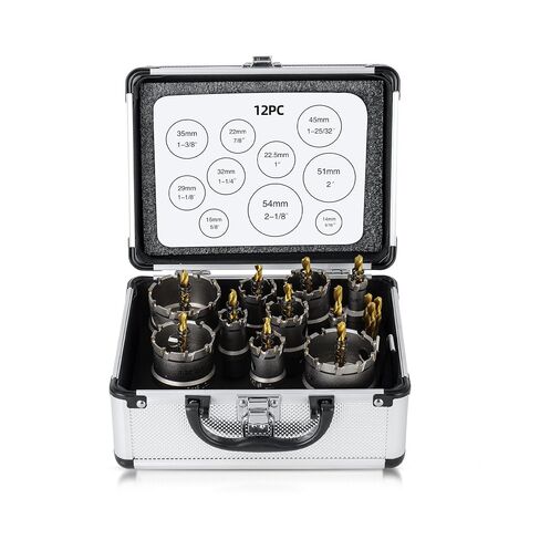 طقم منشار ثقب TCT 15 قطعة من ريناتو للمعادن الصلبة، 9/16 بوصة - 2-1/8 بوصة مجموعة منشار ثقب مائل من كربيد التنجستن، قاطع ثقب عالي التحمل للمعادن والفولاذ المقاوم للصدأ والحديد والخشب والبلاستيك in Kuwait