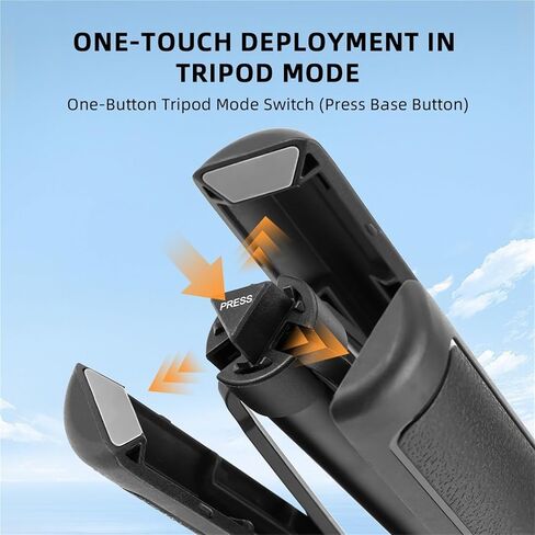 Extendable Tripod Selfie Stick with Long Hand Grip | Fits Osmo and Action Series, Converts to Floor Stand(CRYSTAL) in Kuwait