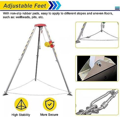 Emergency Tripod-Heavy-Duty Adjustable Aluminum Rescue Tripod - Portable Emergency System for Confined Spaces, Height Work, Cliff Safety, Construction and Rescue Operations，（1800LBS Winch） in Kuwait
