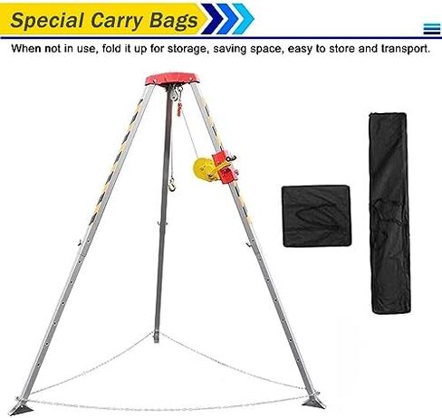 Emergency Tripod-Heavy-Duty Adjustable Aluminum Rescue Tripod - Portable Emergency System for Confined Spaces, Height Work, Cliff Safety, Construction and Rescue Operations，（1800LBS Winch） in Kuwait