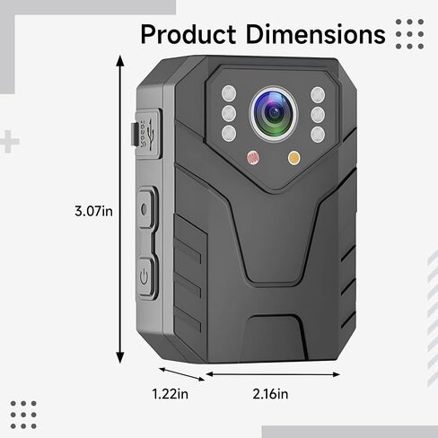 4K Body Camera, WiFi Enabled 128G Wearable Camera, 60FPS, 18 Hour Battery, Waterproof Recorder for Law Enforcement, with Pre-Record, IR Night Vision, 3.1 x 2.1 x 1.2 in / 7.8 x 5.48 x 3.11 cm in Kuwait