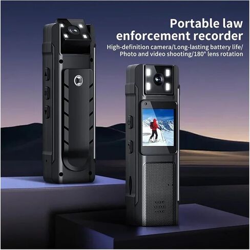 Clip-on Rotatable Digital Body Camcorder | 1080P 180° Rotatable Lens Clip Camera for Patrol Sports Vlog Recording(Only Cam) in Kuwait
