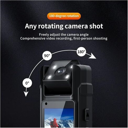 Clip-on Rotatable Digital Body Camcorder | 1080P 180° Rotatable Lens Clip Camera for Patrol Sports Vlog Recording(Only Cam) in Kuwait