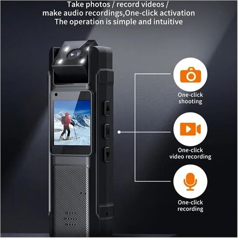 Clip-on Rotatable Digital Body Camcorder | 1080P 180° Rotatable Lens Clip Camera for Patrol Sports Vlog Recording(Only Cam) in Kuwait
