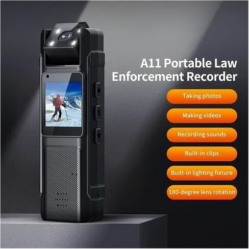 Clip-on Rotatable Digital Body Camcorder | 1080P 180° Rotatable Lens Clip Camera for Patrol Sports Vlog Recording(Only Cam) in Kuwait