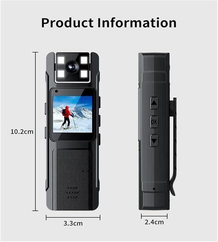 Clip-on Rotatable Digital Body Camcorder | 1080P 180° Rotatable Lens Clip Camera for Patrol Sports Vlog Recording(Only Cam) in Kuwait