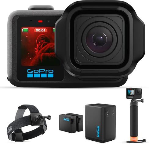 GoPro Mission 1 Pro Action Camera (Black) 8K 50MP, 50-in-1 Accessory Bundle | 1-Inch CMOS Sensor,GP3 Processor with HyperSmooth Stabilization, Bluetooth, Enduro 2 Battery, & 50-in-1 Camera Accessory Kit in Kuwait
