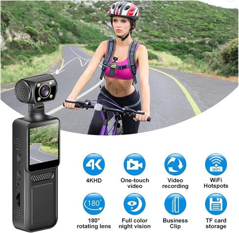 4K WiFi Wearable Mini Sports Body Camera | 4K WiFi Mini Body Cam Night Vision Portable Bike Sports Video Recorder(64GB) in Kuwait