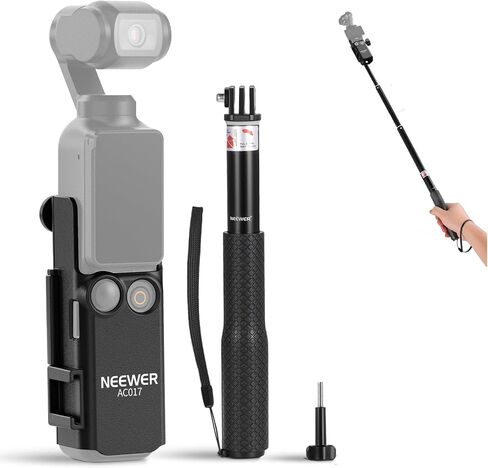 NEEWER Basics Pocket 3 Extension Adapter Mount Kit Compatible with DJI Osmo Pocket 3, Expansion Cage Frame, Dual Cam Setup with Cold Shoe for DSRL Digital Camera Vlogging, GP-68 in Kuwait
