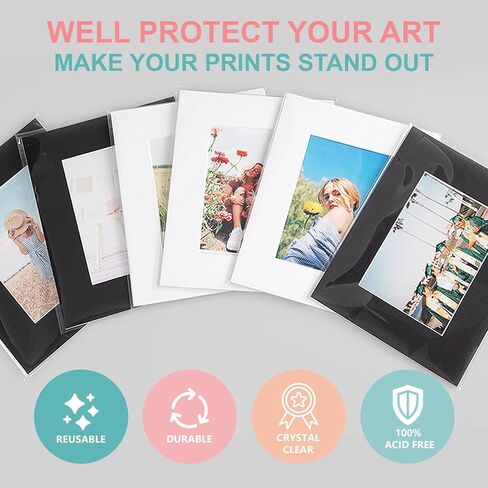 100 Pack Acid-Free Crystal Clear Sleeves Storage Bags for 13x19 Art Prints | Pictures, Photos, Frame Mats (Bag Size: 13 2/5" x19 1/2") in Kuwait