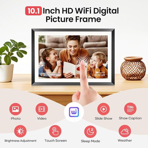 RCA 10.1" WiFi Digital Picture Frame, Electronic Photo Frames 32GB Storage, HD IPS Touch Screen WiFi Frame/Auto Rotate/Wall Mounted, Easy Setup in Uhale App to Share Photo/Video Anytime (Black) in Kuwait