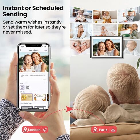 RCA 10.1" WiFi Digital Picture Frame, Electronic Photo Frames 32GB Storage, HD IPS Touch Screen WiFi Frame/Auto Rotate/Wall Mounted, Easy Setup in Uhale App to Share Photo/Video Anytime (Black) in Kuwait