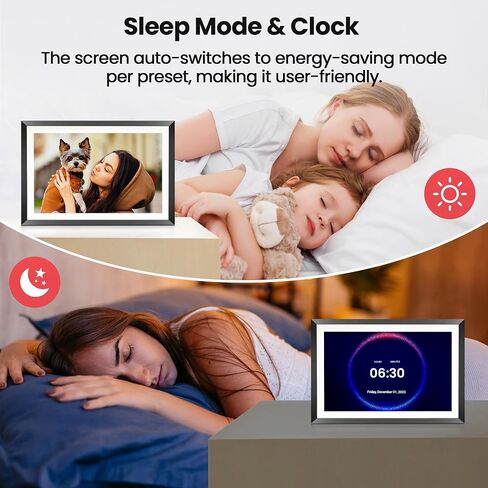 RCA 10.1" WiFi Digital Picture Frame, Electronic Photo Frames 32GB Storage, HD IPS Touch Screen WiFi Frame/Auto Rotate/Wall Mounted, Easy Setup in Uhale App to Share Photo/Video Anytime (Black) in Kuwait