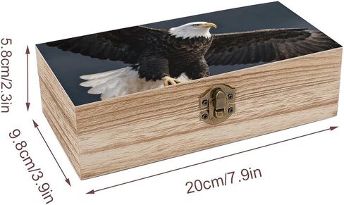 Bald Eagle Flight Wooden Storage Box with Hinged Lid for Photo | Wood Keepsake Box, Dustproof Storage Box, Decorative Treasure Chest, Memory Box for Crafts Coins Stamps Letters Jewelry in Saudi Arabia
