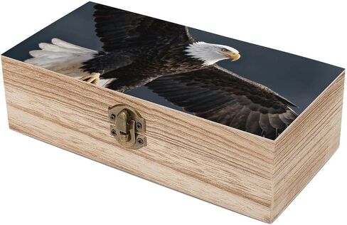 Bald Eagle Flight Wooden Storage Box with Hinged Lid for Photo | Wood Keepsake Box, Dustproof Storage Box, Decorative Treasure Chest, Memory Box for Crafts Coins Stamps Letters Jewelry in Saudi Arabia