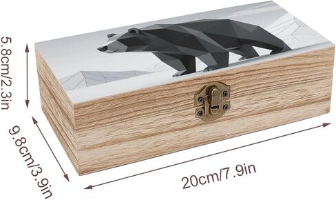 Modern Black Bear Wooden Storage Box with Hinged Lid for Photo | Wood Keepsake Box, Dustproof Storage Box, Decorative Treasure Chest, Memory Box for Crafts Coins Stamps Letters Jewelry in Kuwait