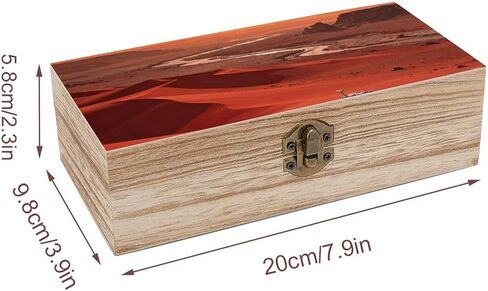 Mars Red Desert Wooden Storage Box with Hinged Lid for Photo | Wood Keepsake Box, Dustproof Storage Box, Decorative Treasure Chest, Memory Box for Crafts Coins Stamps Letters Jewelry in Saudi Arabia