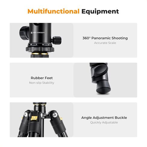 K&F CONCEPT 72" Aluminum Tripod for Camera | Remote & Extra QR Plate, Tripod Monopod for DSLR/Phone, Lightweight Foldable Travel Tripod, TM2324 in Kuwait