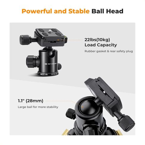 K&F CONCEPT 72" Aluminum Tripod for Camera | Remote & Extra QR Plate, Tripod Monopod for DSLR/Phone, Lightweight Foldable Travel Tripod, TM2324 in Kuwait