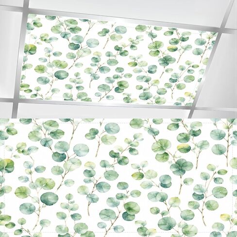 4 Pcs Fluorescent Light Covers for Ceiling Lights Elegant Botanical Eucalyptus Baby s Breath White Magnetic Light Filters Decorative for Classroom Office Hospital Home 4x2 Ft in Kuwait
