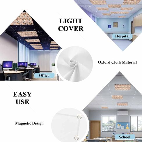 Cartoon Animals Magnetic Fluorescent Light Covers for Ceiling Lights 2x4 Ft,Funny Dinosaur Tropical Plants Orange Pink Office Classroom Kitchen Drop Ceiling Light Covers Filters Shade Panel 2 Packs in Kuwait