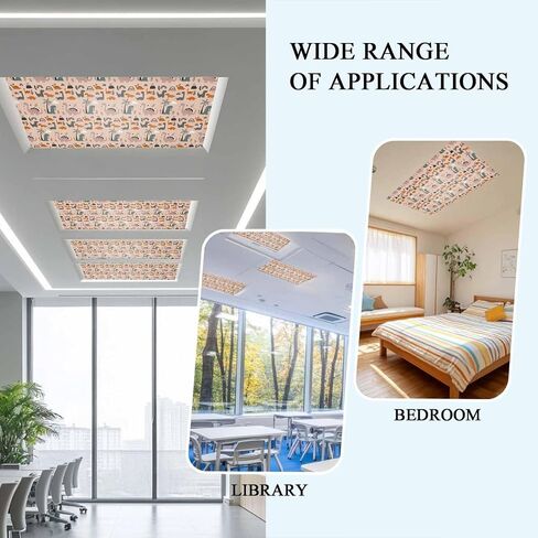 Cartoon Animals Magnetic Fluorescent Light Covers for Ceiling Lights 2x4 Ft,Funny Dinosaur Tropical Plants Orange Pink Office Classroom Kitchen Drop Ceiling Light Covers Filters Shade Panel 2 Packs in Kuwait
