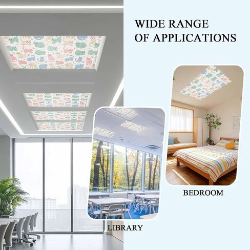 Cartoon Cats Magnetic Fluorescent Light Covers for Ceiling Lights 2x4 Ft, Modern Cute Colorful Cats Animals Office Classroom Kitchen Drop Ceiling Light Covers Lighting Filters Shade Panel 3 Packs in Kuwait