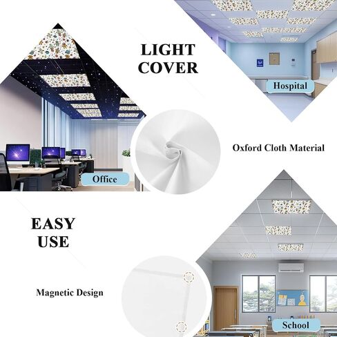 Cartoon Space Magnetic Fluorescent Light Covers for Ceiling Lights 2x4 Ft, Funny Cute Rocket Star Planet Office Classroom Kitchen Drop Ceiling Light Covers Lighting Filters Shade Panel 1 Pack in Kuwait