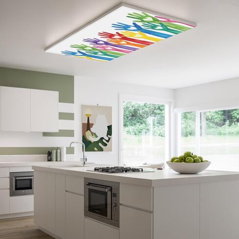 Fluorescent Light Covers, Colorful Hands Print Magnetic Light Covers for Ceiling Lights, Cartoon Cute Funny Love Heart White Fluorescent Ceiling Shade Filters for Classroom Bedroom Office 4x2Ft x 2PCS in Kuwait