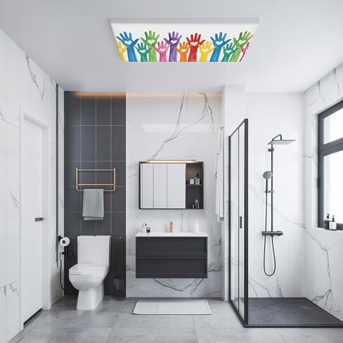 Fluorescent Light Covers, Colorful Hands Print Magnetic Light Covers for Ceiling Lights, Cartoon Cute Funny Love Heart White Fluorescent Ceiling Shade Filters for Classroom Bedroom Office 4x2Ft x 2PCS in Kuwait