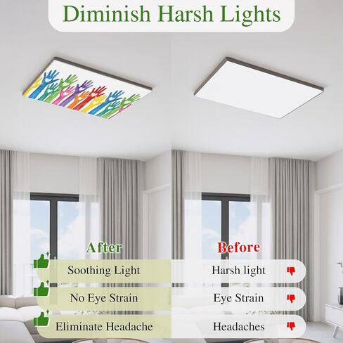 Fluorescent Light Covers, Colorful Hands Print Magnetic Light Covers for Ceiling Lights, Cartoon Cute Funny Love Heart White Fluorescent Ceiling Shade Filters for Classroom Bedroom Office 4x2Ft x 2PCS in Kuwait