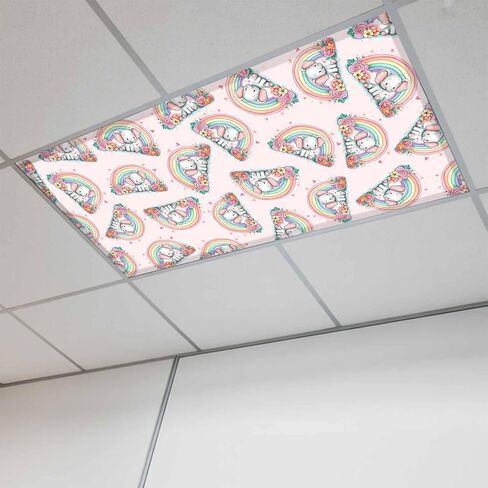 Pink Elephant Magnetic Fluorescent Light Covers for Ceiling Lights 2x4 Ft, Cute Cartoon Rainbow Spring Floral Office Classroom Kitchen Drop Ceiling Light Covers Lighting Filters Shade Panel 3 Packs in Kuwait