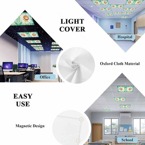 Cartoon Lion Magnetic Fluorescent Light Covers for Ceiling Lights 2x4 Ft,Summer Butterfly Flowers Tropical Palm Plants Office Classroom Kitchen Drop Ceiling Light Covers Filters Shade Panel 1 Pack in Kuwait