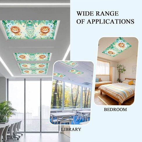 Cartoon Lion Magnetic Fluorescent Light Covers for Ceiling Lights 2x4 Ft,Summer Butterfly Flowers Tropical Palm Plants Office Classroom Kitchen Drop Ceiling Light Covers Filters Shade Panel 1 Pack in Kuwait