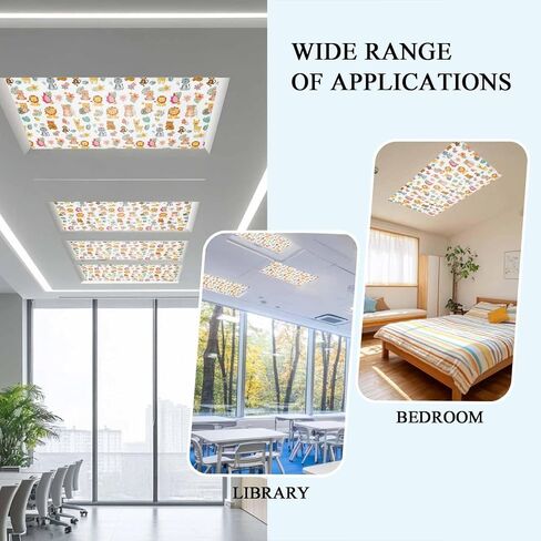 Cartoon Animals Magnetic Fluorescent Light Covers for Ceiling Lights 2x4 Ft,Funny Lions Camels Tropical Monstera Plants Office Classroom Kitchen Drop Ceiling Light Covers Filters Shade Panel 2 Packs in Kuwait