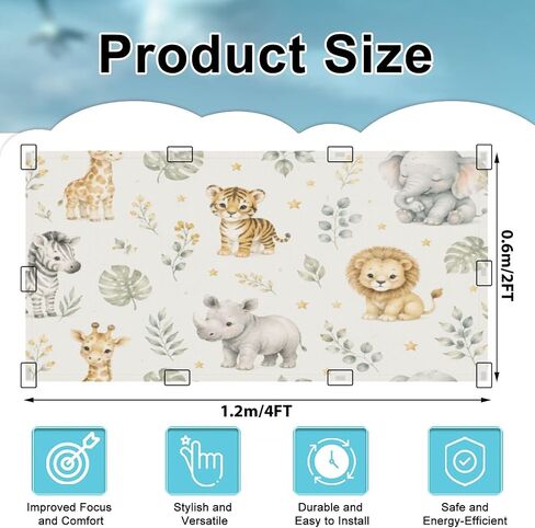 4 Pack Light Covers for Ceiling Lights Magnetic Fluorescent Light Covers for Classroom Animals Watercolor Cute Baby Seamless Ceiling Lamp Shade for Home Office School in Kuwait