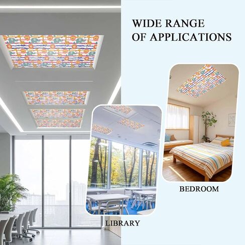 Cartoon Animals Magnetic Fluorescent Light Covers for Ceiling Lights 2x4 Ft,Funny Lions Giraffes Tropical Plants Striped Office Classroom Kitchen Drop Ceiling Light Covers Filters Shade Panel 3 Packs in Kuwait