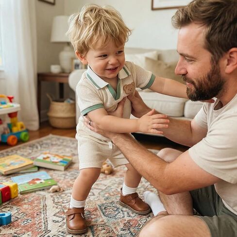 Yoawdats Toddler Baby Boy Clothes Button-Down Shirt Tops Cotton Rib Knit Shorts Set Cute Infant Boy Spring Summer Outfit in Kuwait