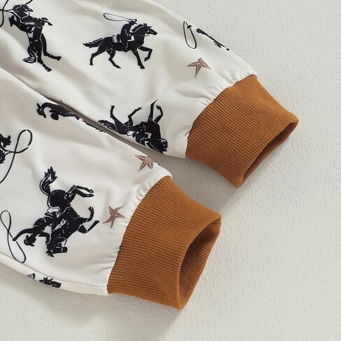 SAYOO Western Baby Boy Clothes Cow Print Sweatshirt Pullover Top Jogger Pants 2Pcs Toddler Boy Cowboy Fall Winter Outfits in Kuwait