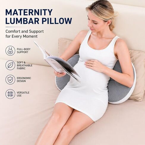 PandaEar Pregnancy Pillow Wedge for Sleeping, Maternity Body Support | Pregnancy Wedge Pillow for Body, Back, Belly & Side Sleeping Support, Soft Silk Cotton Cushion for Pregnant Women, Grey in Kuwait