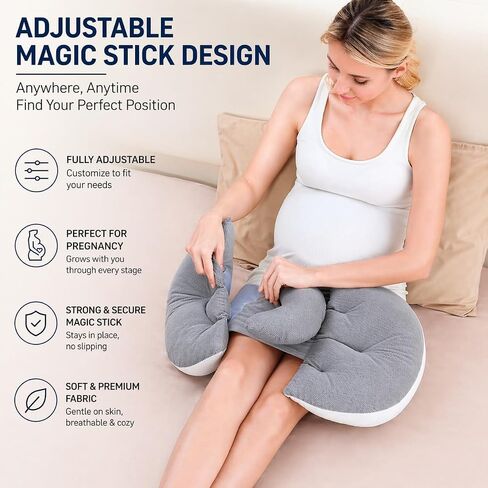 PandaEar Pregnancy Pillow Wedge for Sleeping, Maternity Body Support | Pregnancy Wedge Pillow for Body, Back, Belly & Side Sleeping Support, Soft Silk Cotton Cushion for Pregnant Women, Grey in Kuwait